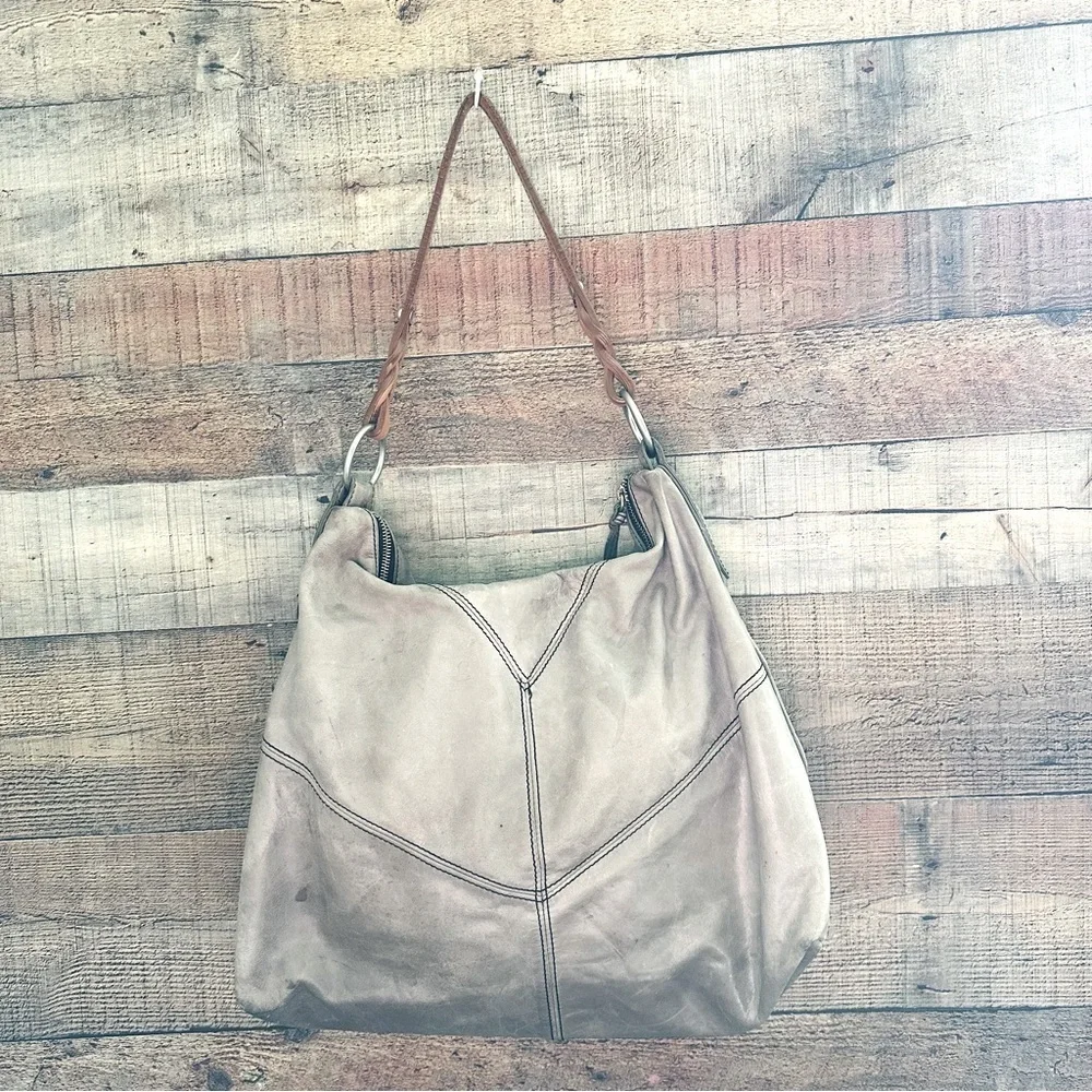Salad Distressed Tan Leather Shoulder Bag